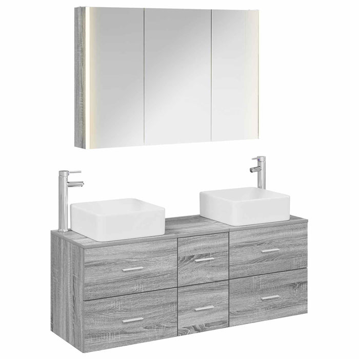 Set de mobilier pentru baie 4 pcs Sonoma gri WALTI
