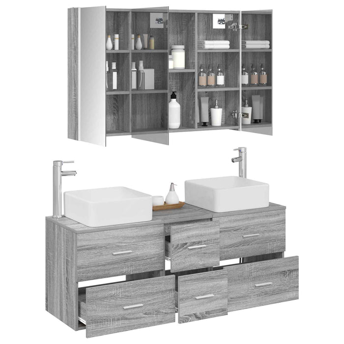 Set de mobilier pentru baie 4 pcs Sonoma gri WALTI