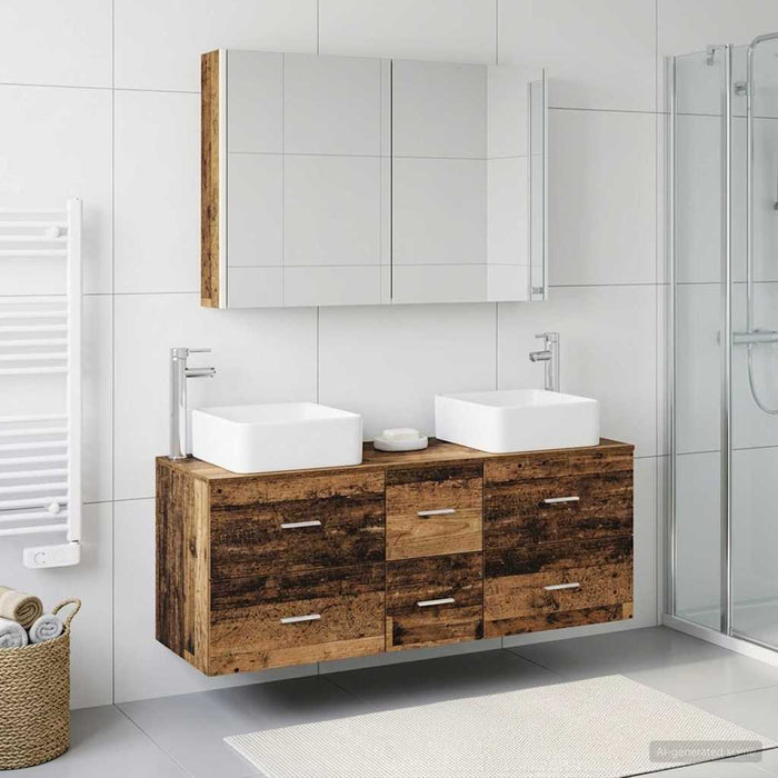 Set de mobilier pentru baie 4 buc. Lemn vechi WALTI