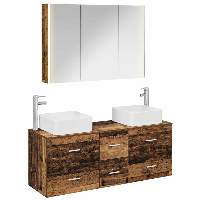 Set de mobilier pentru baie 4 pcs Lemn vechi WALTI