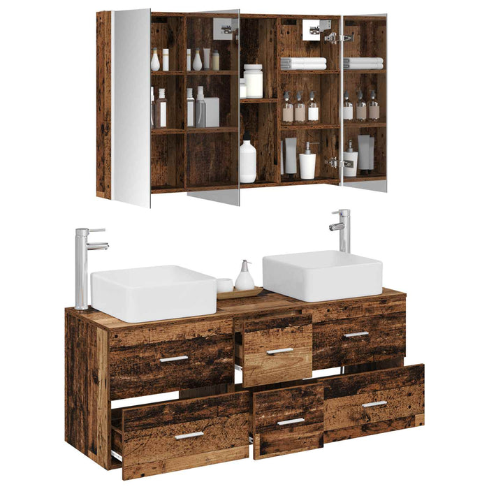 Set de mobilier pentru baie 4 pcs Lemn vechi WALTI