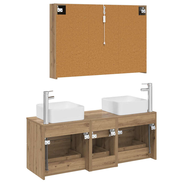 Set de mobilier pentru baie 4 pcs Stejar Artizanal WALTI