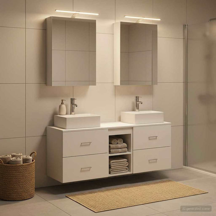 Set de mobilier pentru baie 5 buc. Alb Lemn prelucrat și sticlă WALTI