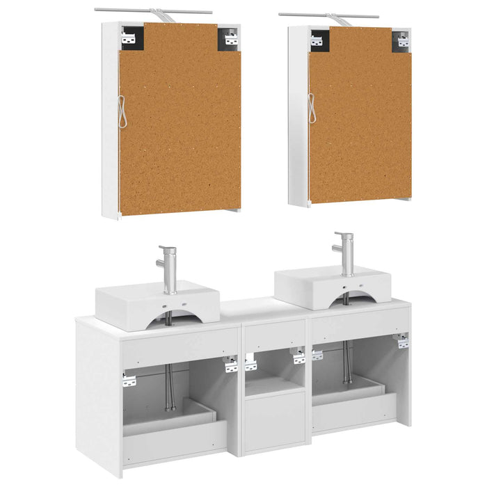 Set de mobilier pentru baie 5 pcs Alb Lemn prelucrat și sticlă WALTI