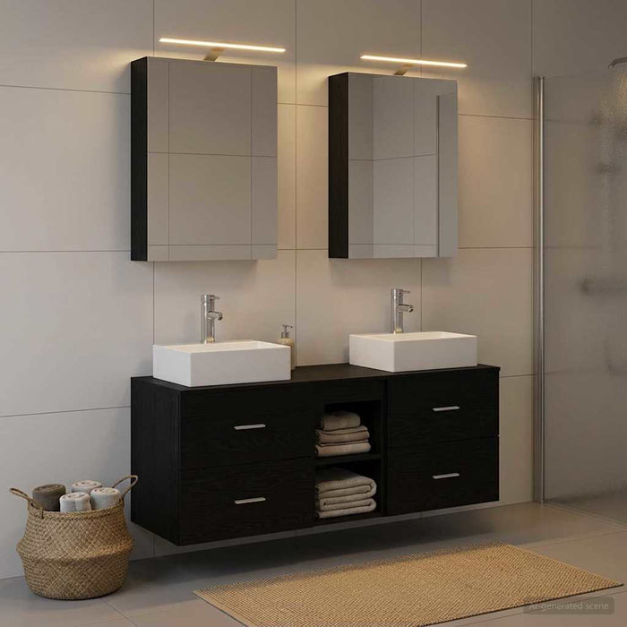 Set de mobilier pentru baie 5 buc. Stejar Negru - WALTI WALTI