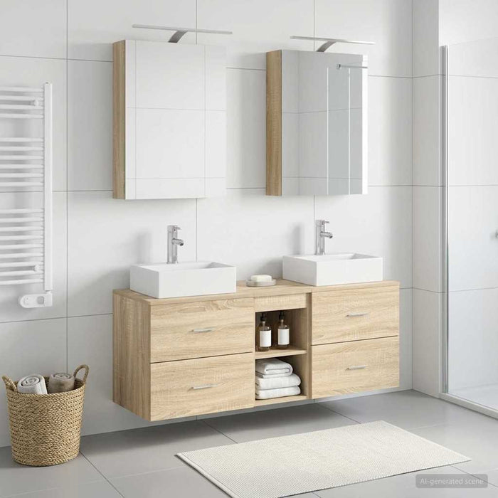 Set de mobilier pentru baie 5 pcs Stejar Sonoma WALTI