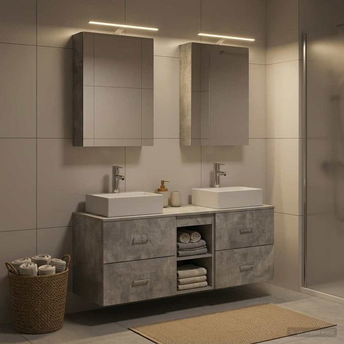 Set de mobilier pentru baie 5 pcs Gri Beton WALTI