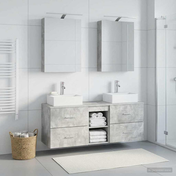 Set de mobilier pentru baie 5 buc. Gri Beton WALTI