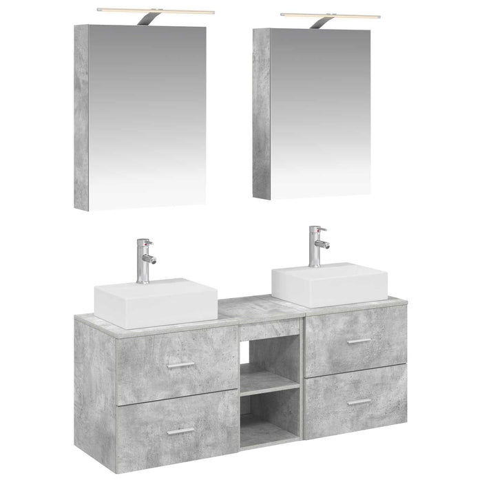 Set de mobilier pentru baie 5 pcs Gri Beton WALTI