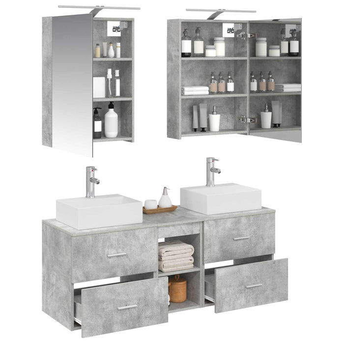 Set de mobilier pentru baie 5 pcs Gri Beton WALTI