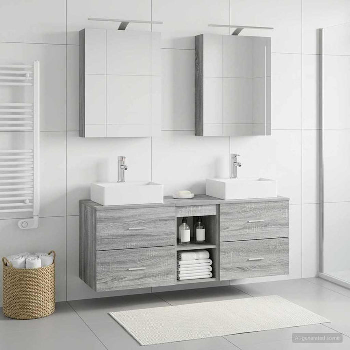 Set de mobilier pentru baie 5 pcs Sonoma gri WALTI