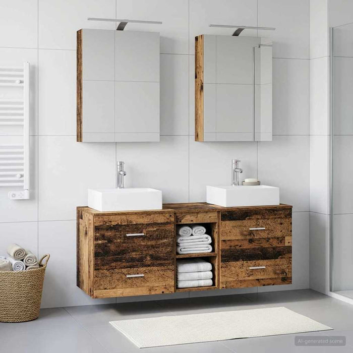 Set de mobilier pentru baie 5 buc. Lemn vechi WALTI