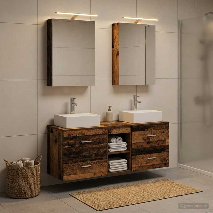 Set de mobilier pentru baie 5 buc. Lemn vechi WALTI