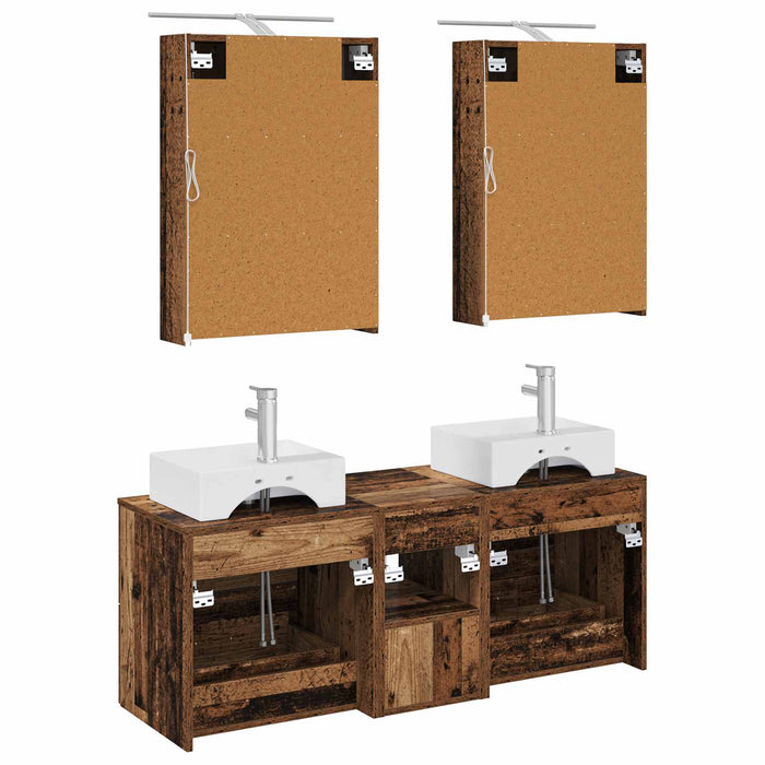 Set de mobilier pentru baie 5 pcs Lemn vechi WALTI