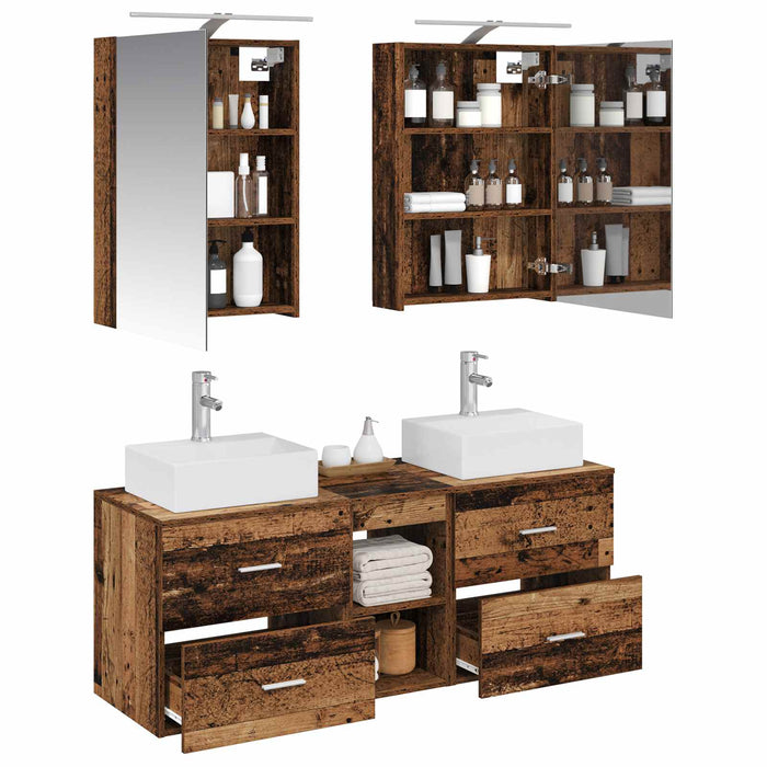 Set de mobilier pentru baie 5 pcs Lemn vechi WALTI