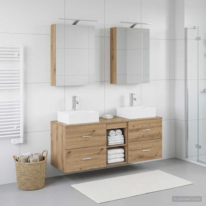 Set de mobilier pentru baie 5 buc. Stejar Artizanal WALTI
