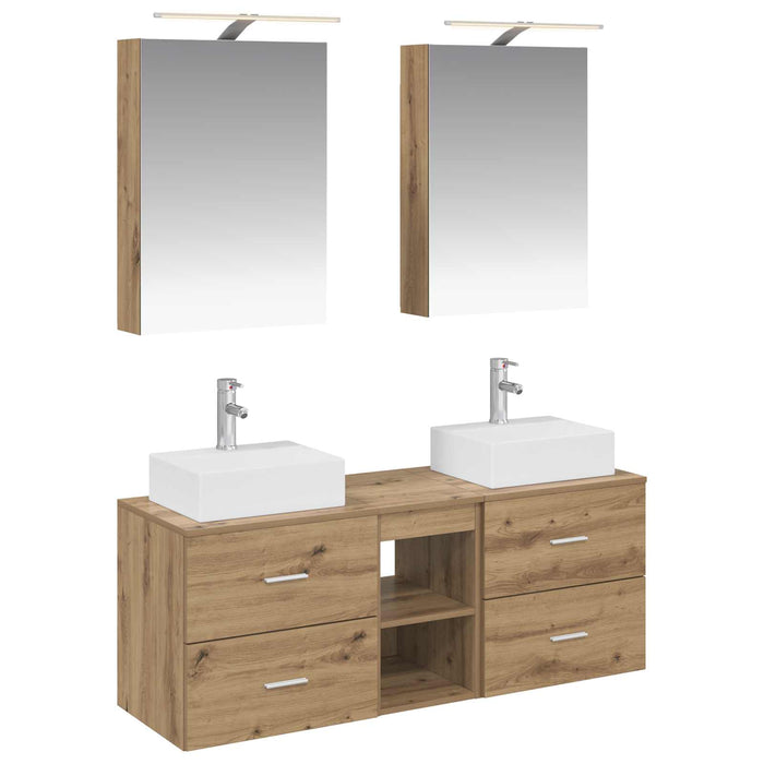Set de mobilier pentru baie 5 pcs Stejar Artizanal WALTI