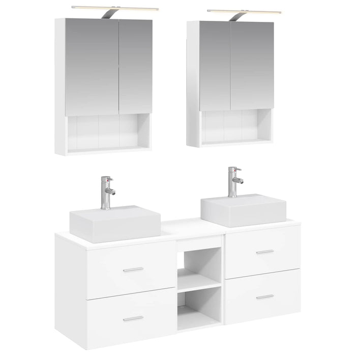 Set de mobilier pentru baie 5 pcs Alb Lemn prelucrat și sticlă WALTI