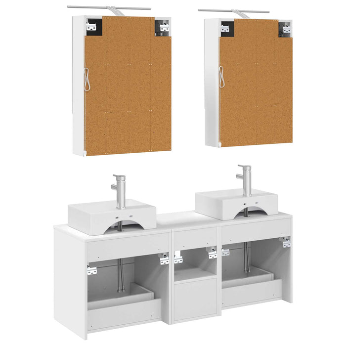 Set de mobilier pentru baie 5 pcs Alb Lemn prelucrat și sticlă WALTI