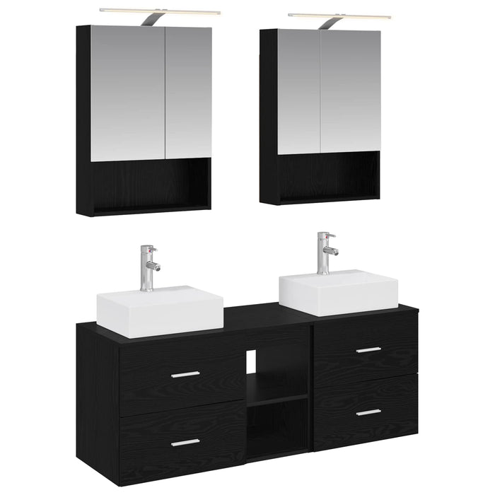 Set de mobilier pentru baie 5 pcs Stejar Negru WALTI