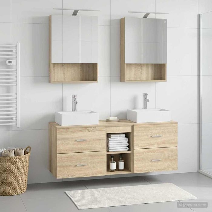 Set de mobilier pentru baie 5 pcs Stejar Sonoma WALTI
