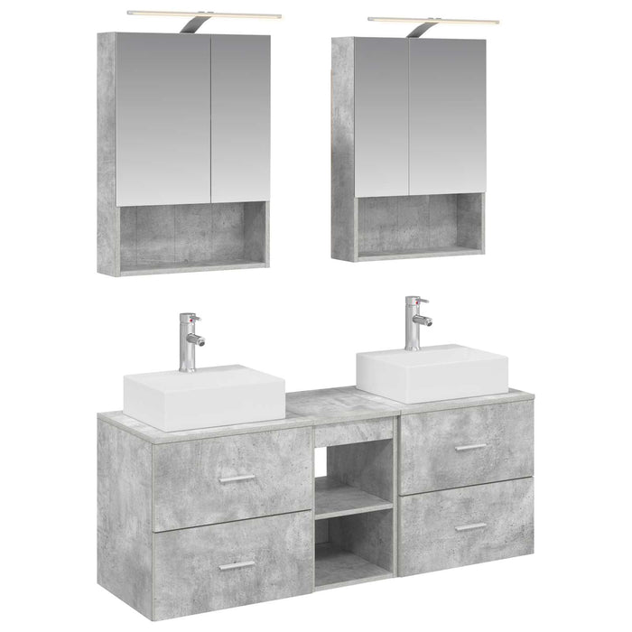 Set de mobilier pentru baie 5 pcs Gri Beton WALTI