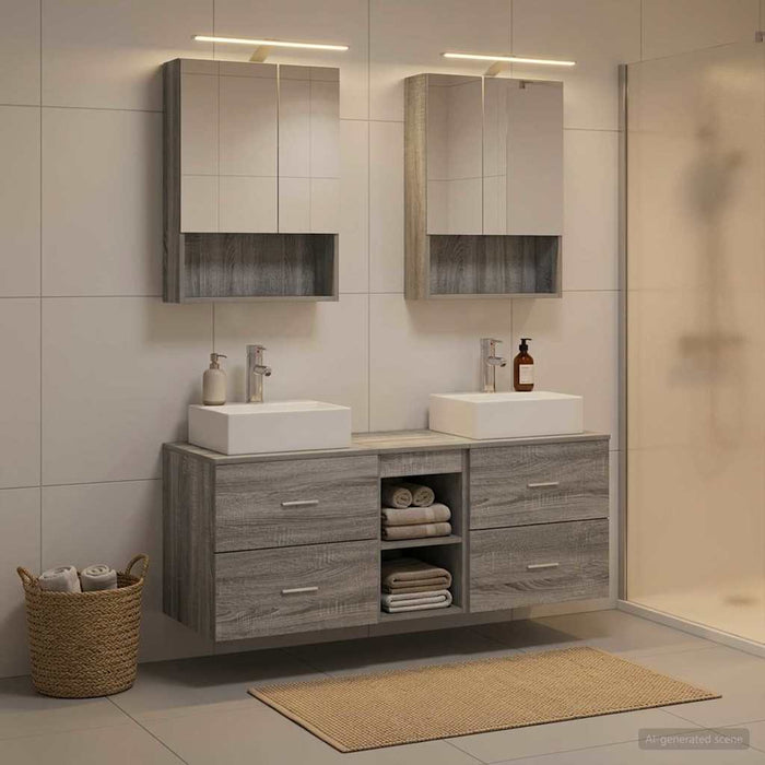 Set de mobilier pentru baie 5 pcs Sonoma gri WALTI