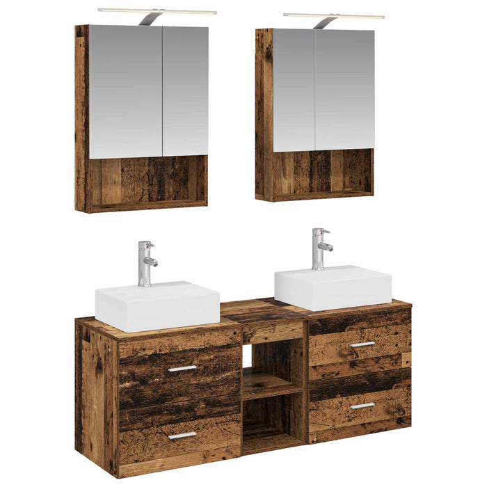 Set de mobilier pentru baie 5 pcs Lemn vechi WALTI