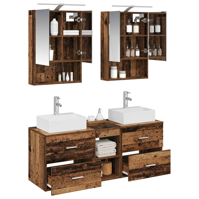 Set de mobilier pentru baie 5 pcs Lemn vechi WALTI