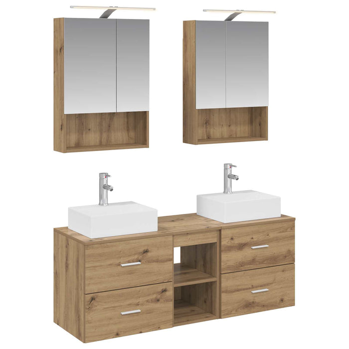 Set de mobilier pentru baie 5 pcs Stejar Artizanal WALTI
