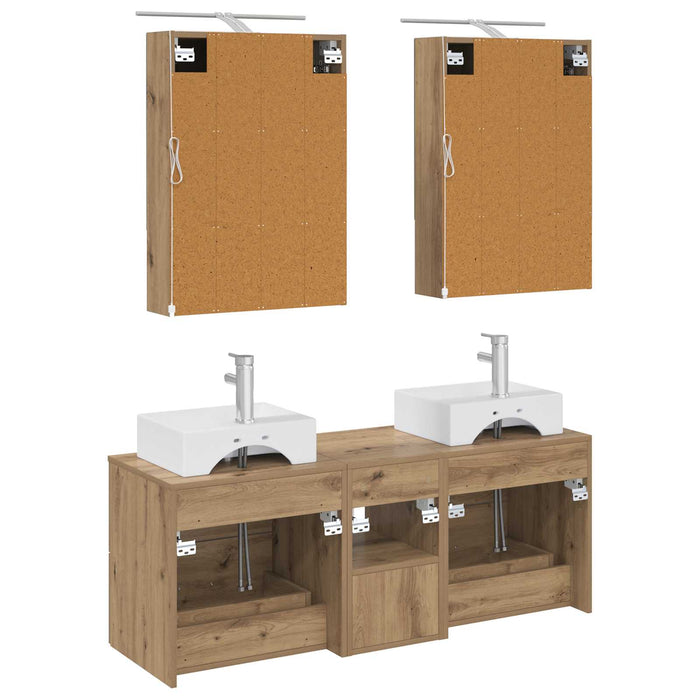 Set de mobilier pentru baie 5 pcs Stejar Artizanal WALTI