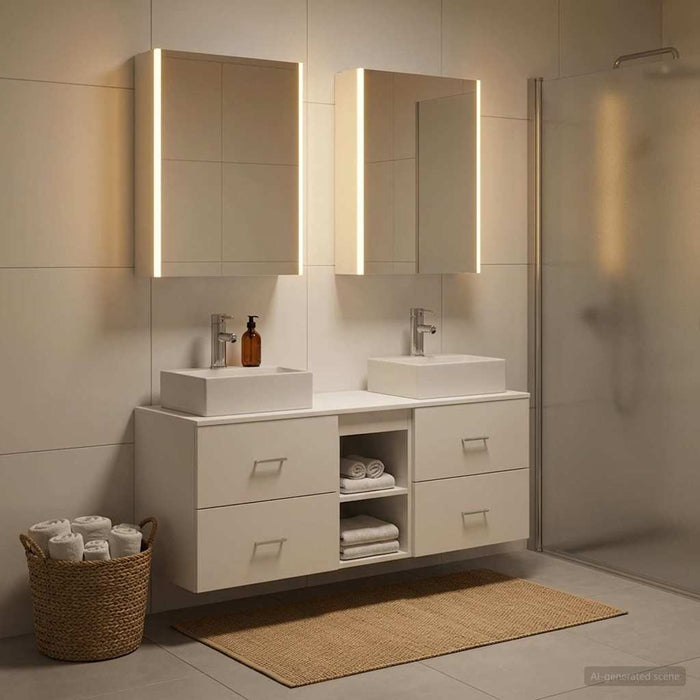 Set de mobilier pentru baie 5 pcs Alb Lemn prelucrat și sticlă WALTI