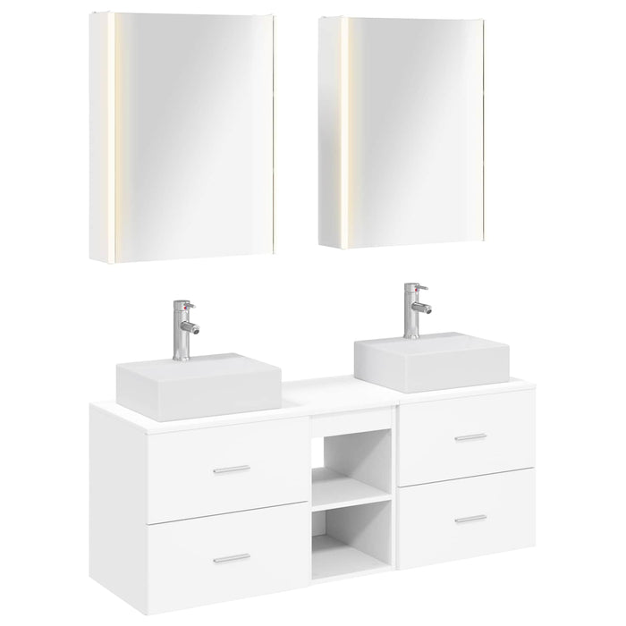 Set de mobilier pentru baie 5 pcs Alb Lemn prelucrat și sticlă WALTI