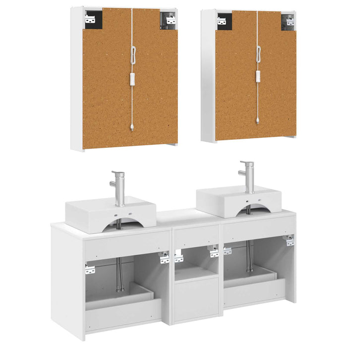 Set de mobilier pentru baie 5 pcs Alb Lemn prelucrat și sticlă WALTI