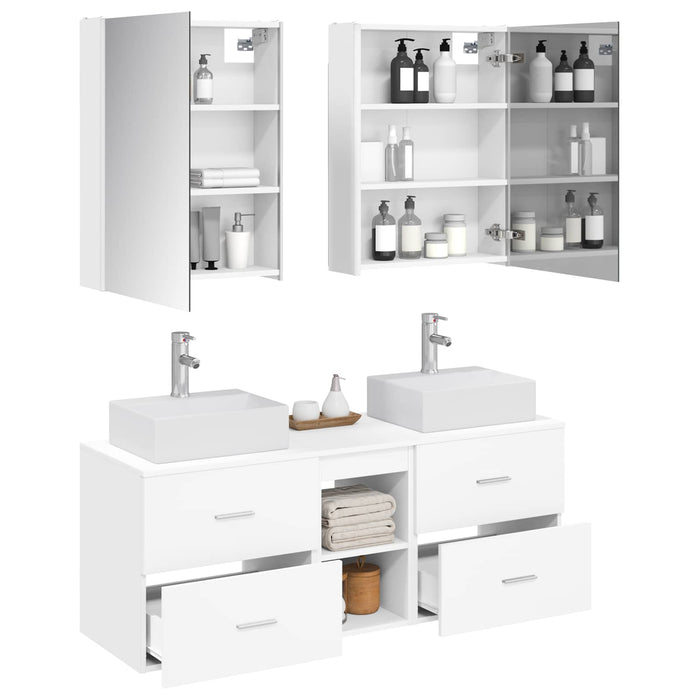 Set de mobilier pentru baie 5 pcs Alb Lemn prelucrat și sticlă WALTI