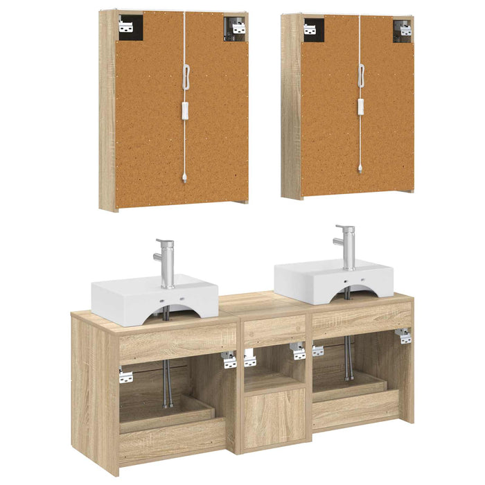 Set de mobilier pentru baie 5 pcs Stejar Sonoma WALTI
