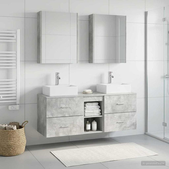 Set de mobilier pentru baie 5 pcs Gri Beton WALTI