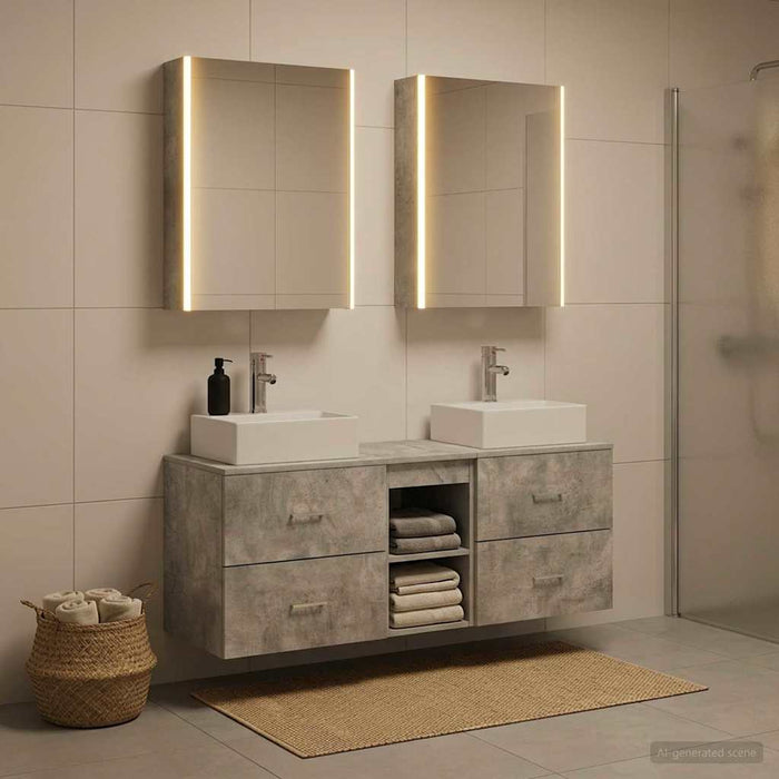 Set de mobilier pentru baie 5 pcs Gri Beton WALTI