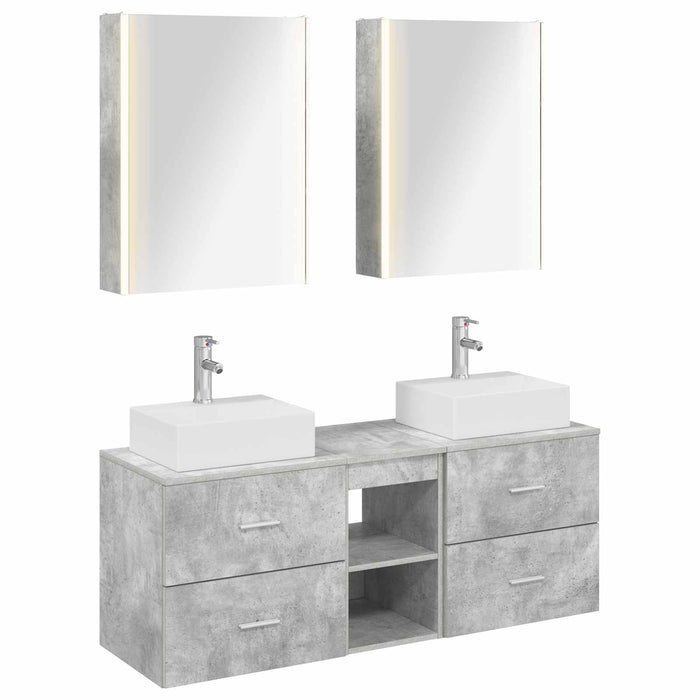 Set de mobilier pentru baie 5 pcs Gri Beton WALTI