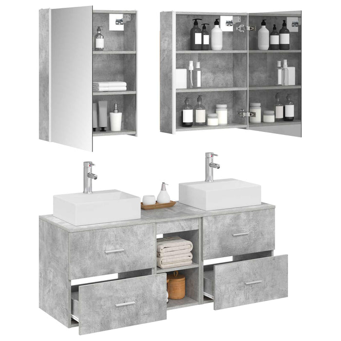 Set de mobilier pentru baie 5 pcs Gri Beton WALTI