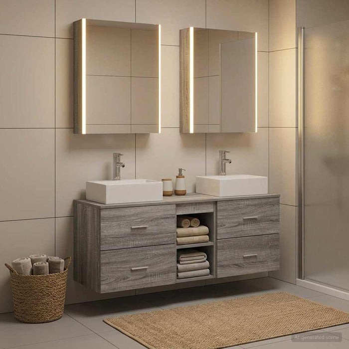 Set de mobilier pentru baie 5 buc. Sonoma gri WALTI