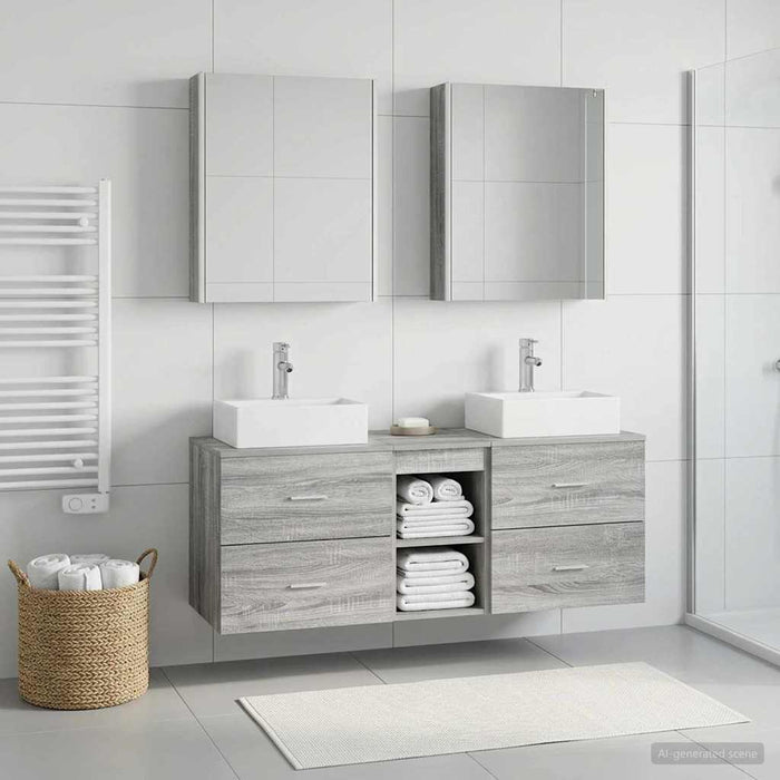Set de mobilier pentru baie 5 buc. Sonoma gri WALTI