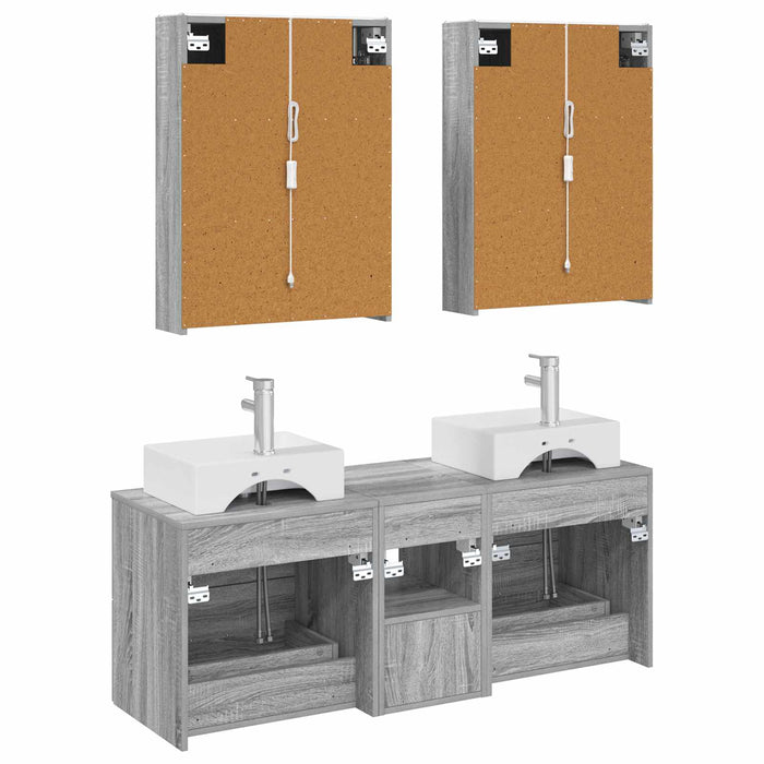 Set de mobilier pentru baie 5 pcs Sonoma gri WALTI
