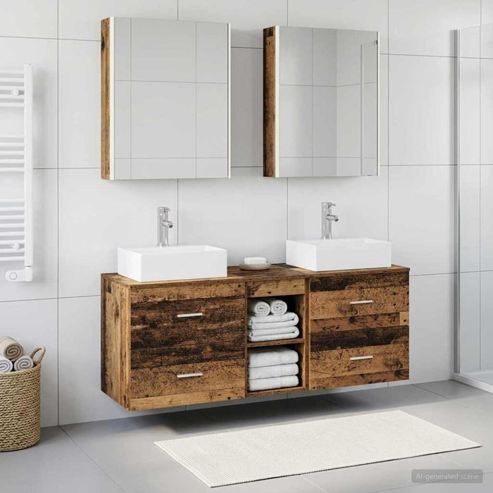 Set de mobilier pentru baie 5 buc. Lemn vechi WALTI