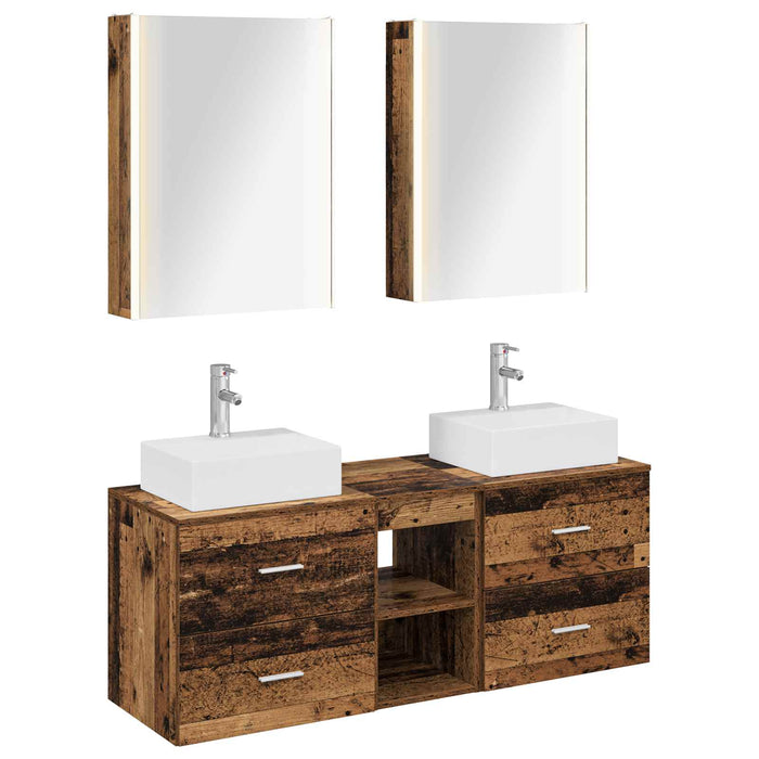 Set de mobilier pentru baie 5 pcs Lemn vechi WALTI