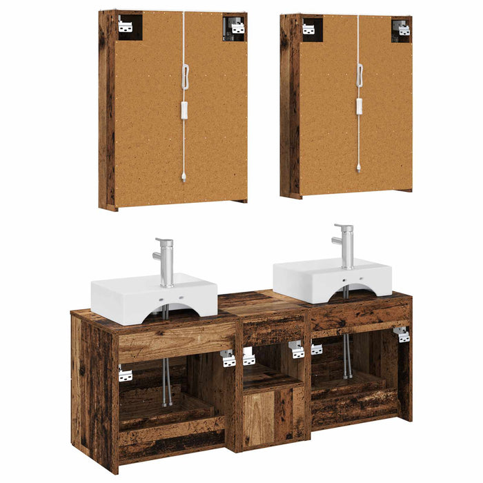 Set de mobilier pentru baie 5 pcs Lemn vechi WALTI