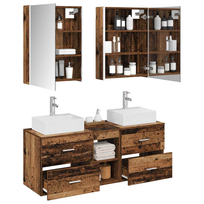 Set de mobilier pentru baie 5 pcs Lemn vechi WALTI
