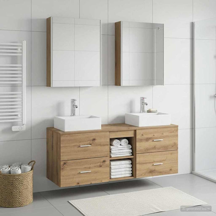 Set de mobilier pentru baie 5 buc. Stejar Artizanal WALTI