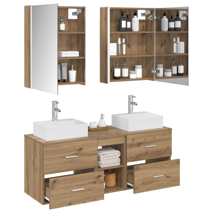 Set de mobilier pentru baie 5 pcs Stejar Artizanal WALTI