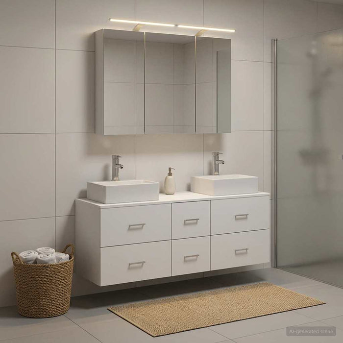 Set de mobilier pentru baie 4 buc. Alb Lemn prelucrat și sticlă WALTI